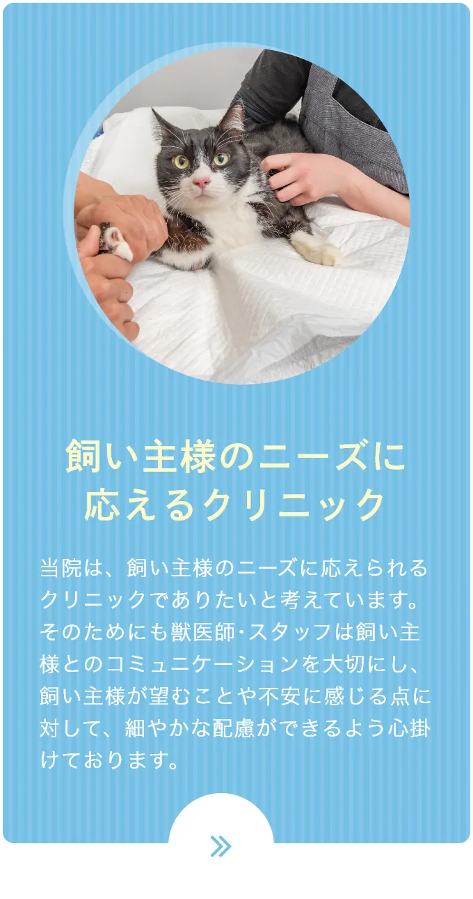 飼い主様のニーズに応えるクリニック